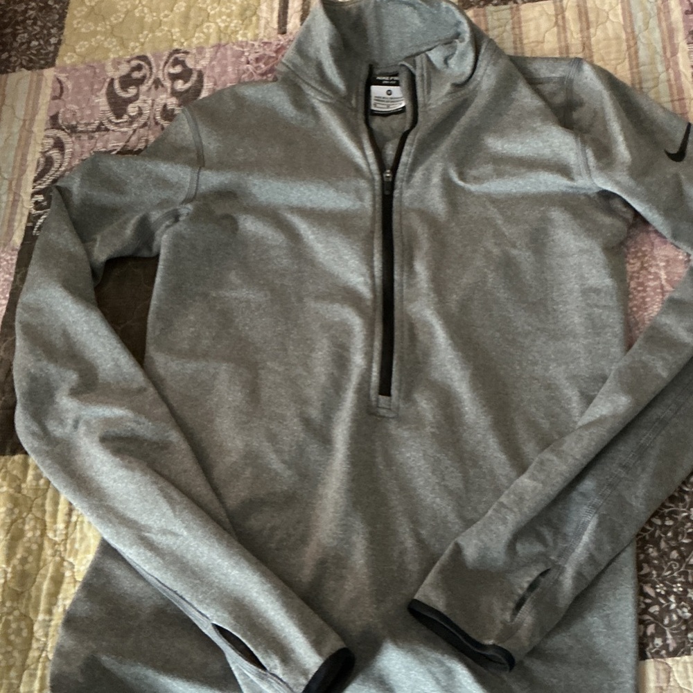 Nike Light Gray Zip-Up Sweater
